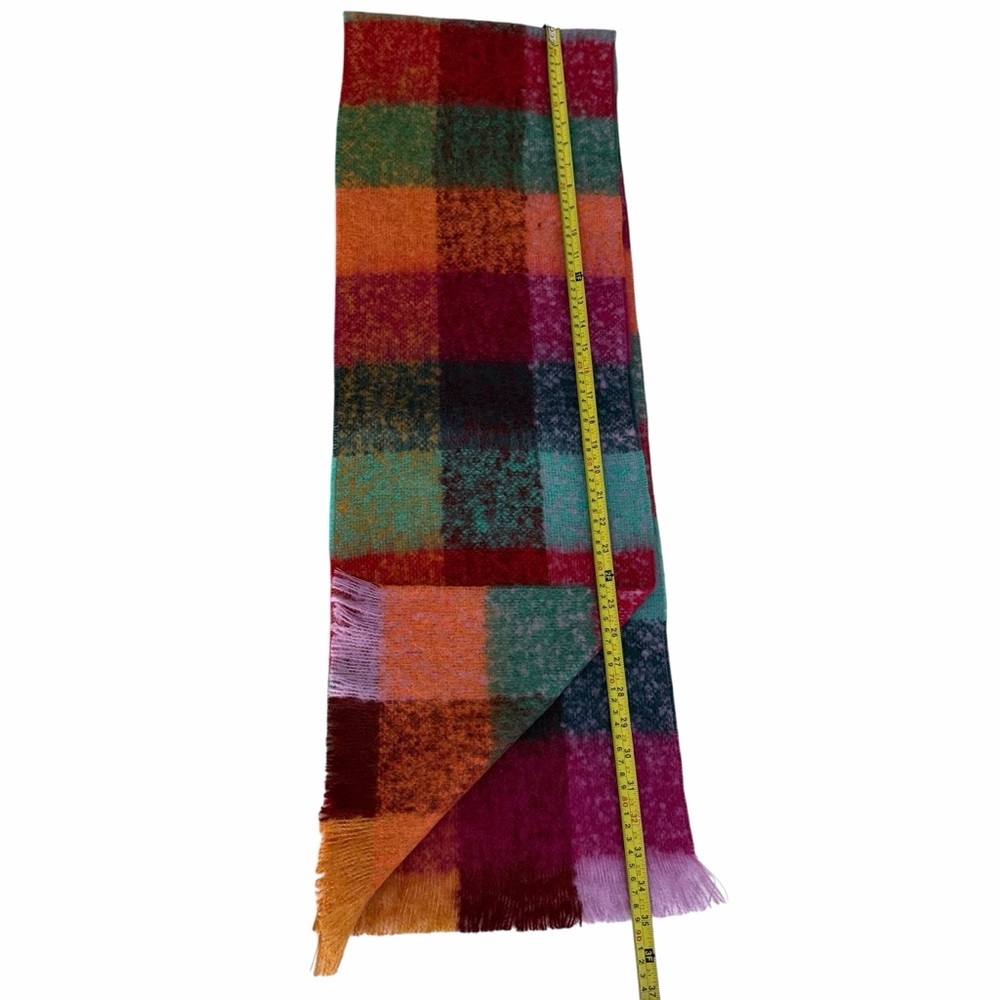 SIMONS LE 31 Multicolor Plaid Scarf Soft Fringe 70” Long one size - Picture 4 of 5